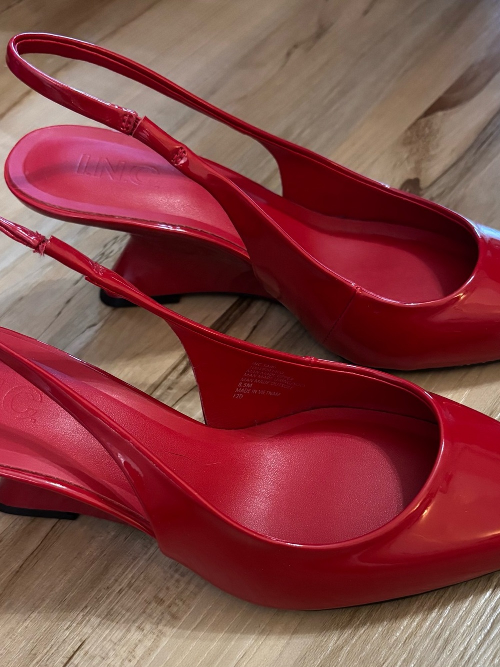 INC International Concepts Red Patent Slingback Pumps